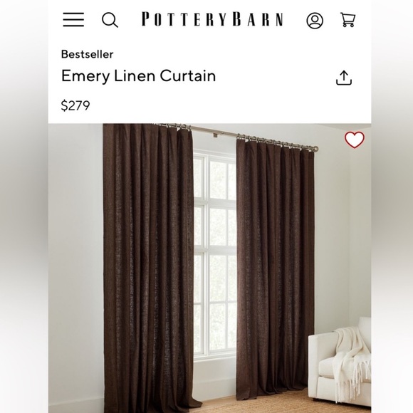 Pottery Barn Emery Linen Curtain in Expresso 100x84 - Picture 8 of 10